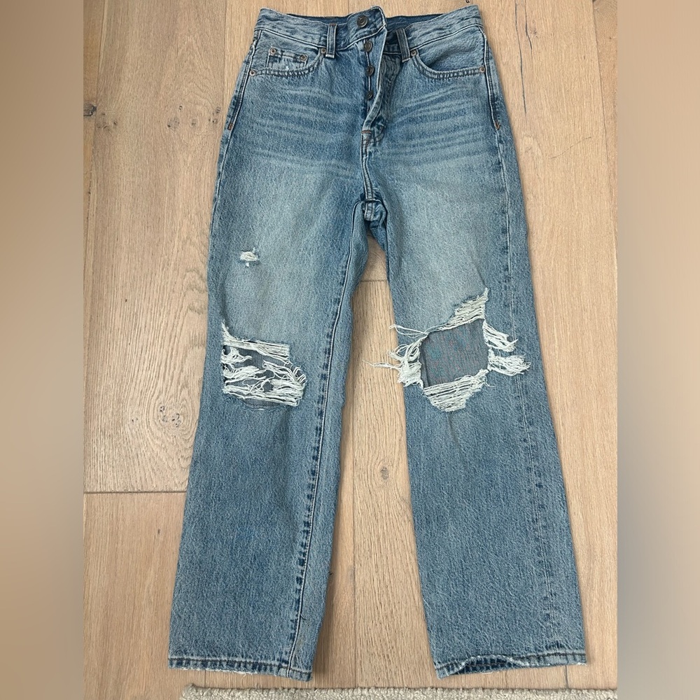 Pistola distressed straight leg jeans